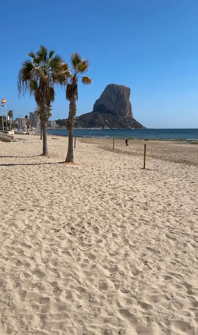 The Peñón de Ifach rock formation above the town of Calpe and the Costa Blanca coast