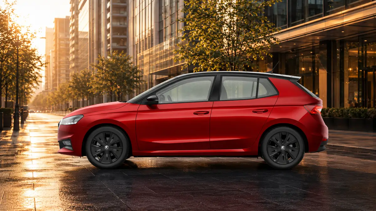 Škoda Fabia – na prenájom v Trnave - červená - z boku