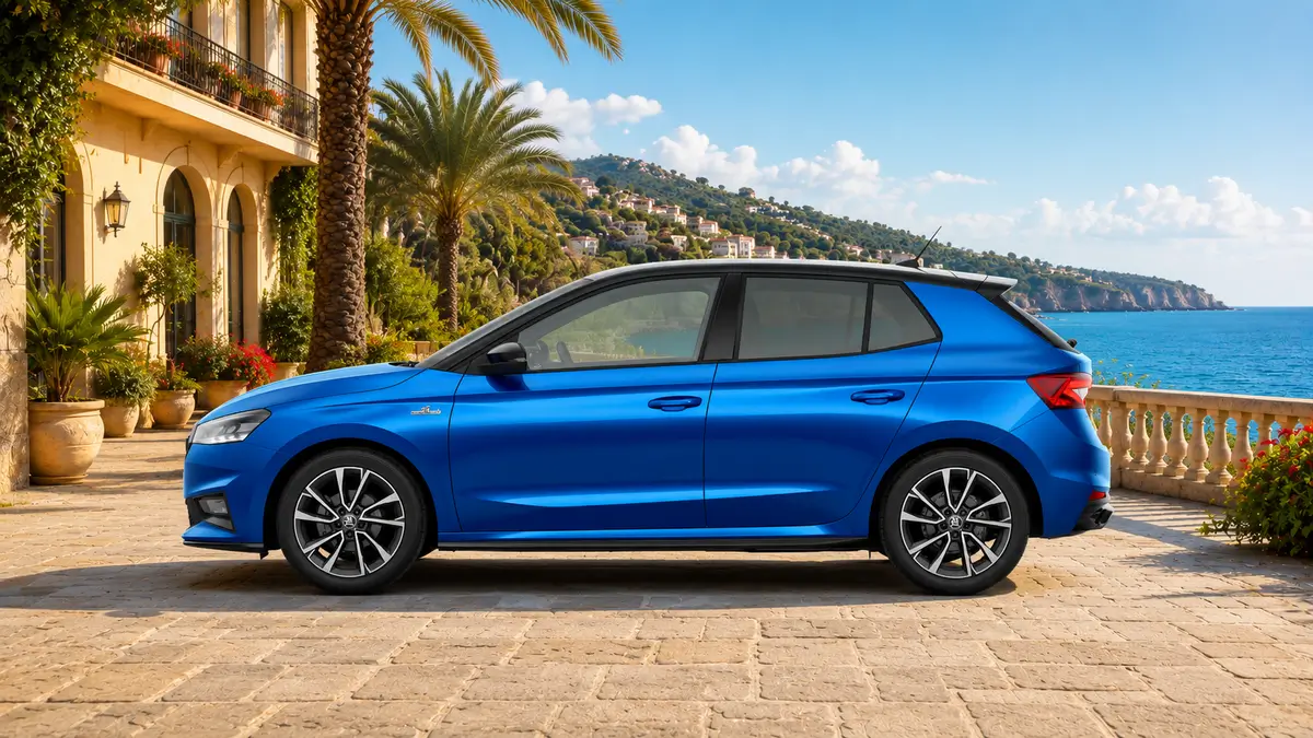 Skoda Fabia Monte Carlo – for rent in Trnava - blue - side view